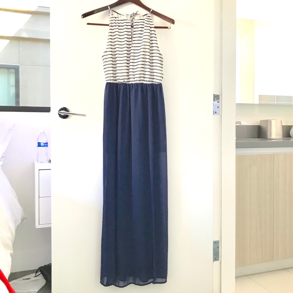Nautical striped, maxi dress (S)